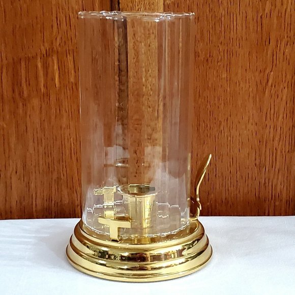 PartyLite Accents Vintage Partylite Brass Glass Hurricane Candle